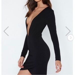 NWT Nasty Gal plunging V neck little black dress